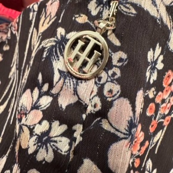 TOMMY HILFIGER Puff Shoulder Fit and Flare Chiffon Midi Dress - Picture 4 of 5